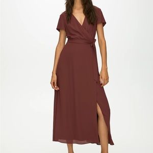 Babaton Slit Wrap Dress in Rust XS